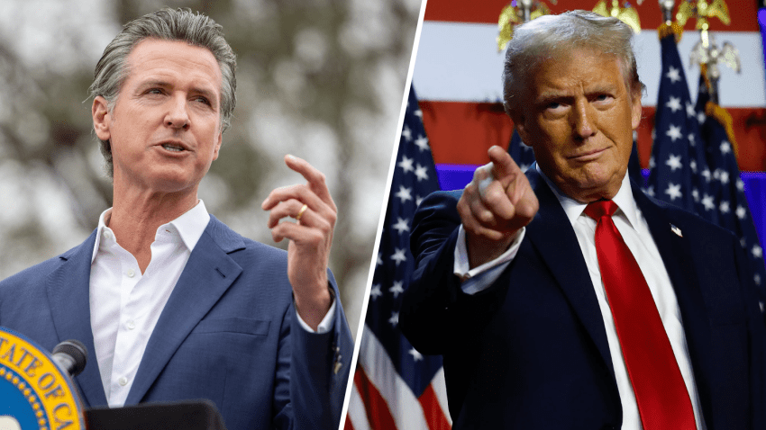 Gavin Newsom y Donald Trump en fotos de archivo.